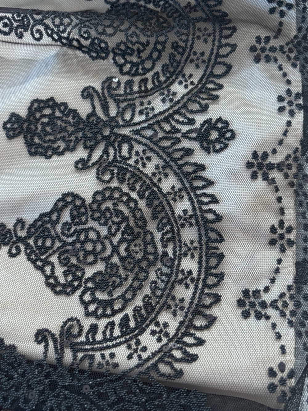 🩷David's Bridal Taupe Strapless Dress with Black Lace - Picture 6 of 13